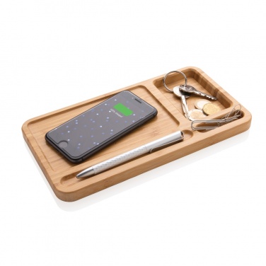 Logo trade business gift photo of: Bamboo desk organiser 5W wireless charger